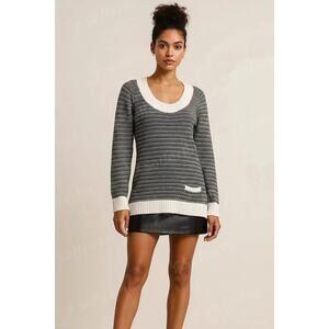 Vintage Old Navy 100% Cotton Knit Sweater Black White Size L Made in Hong Kong